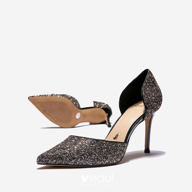black sparkly evening shoes