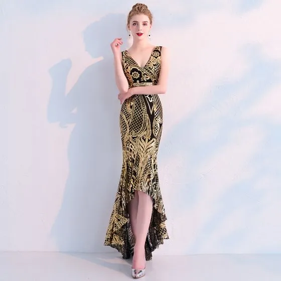 gold and black long gown