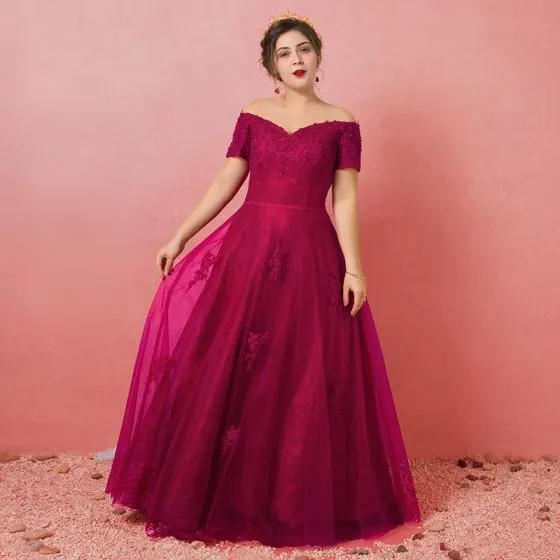 burgundy plus size evening dress