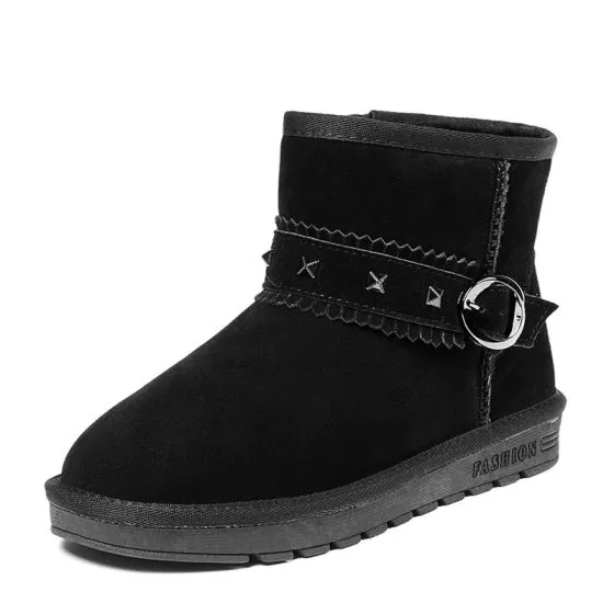 flat black winter boots