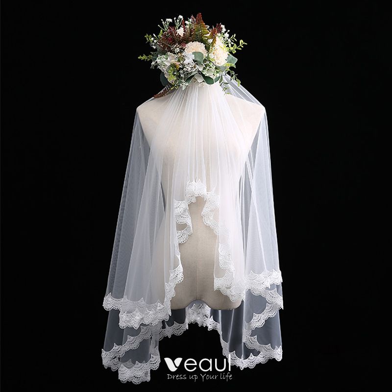 short white wedding veils