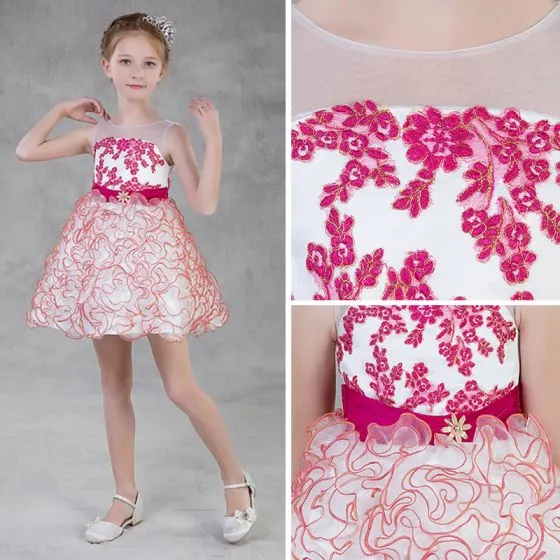Modern / Fashion Candy Pink Organza Summer Flower Girl Dresses 2018 A ...
