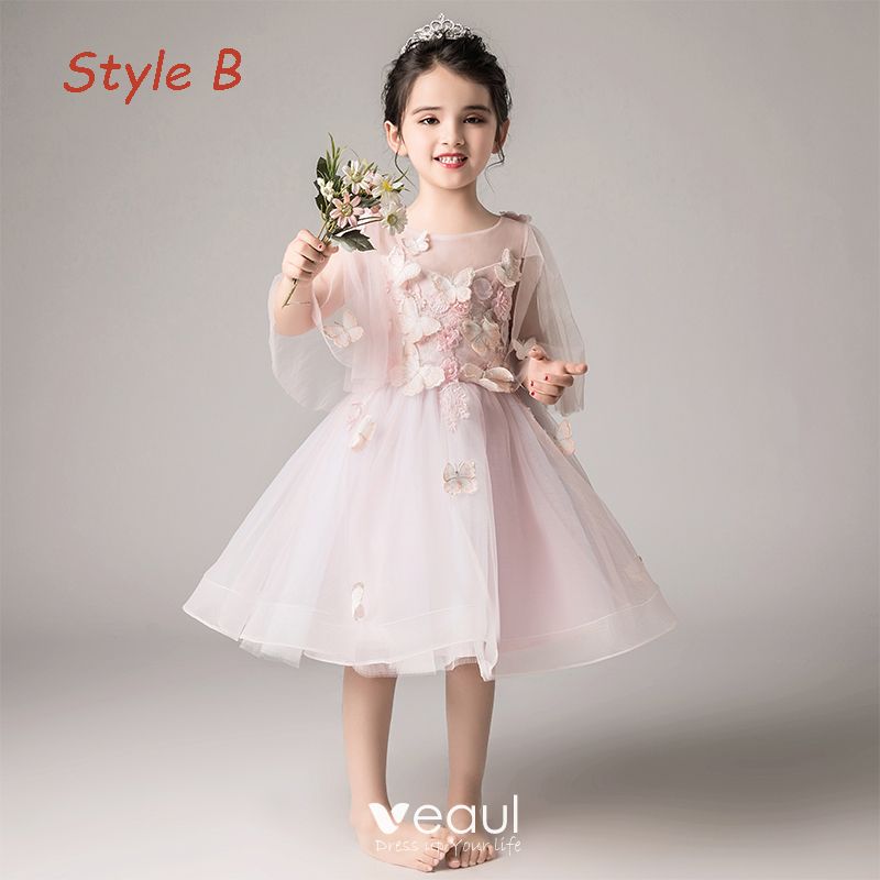 Elegant Blushing Pink See-through Flower Girl Dresses 2019 A-Line ...