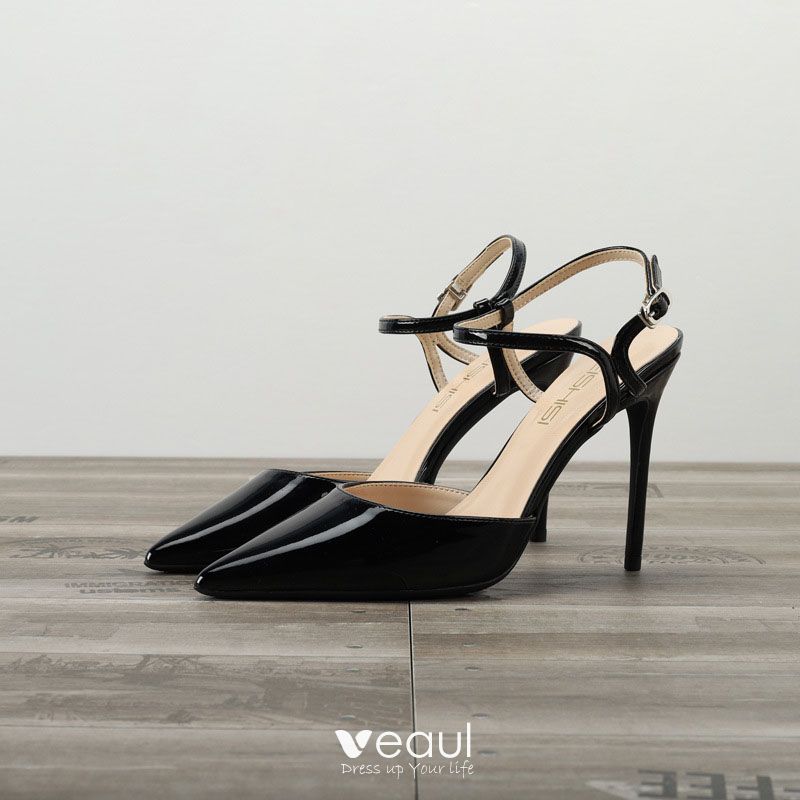 patent leather pumps with ankle strap