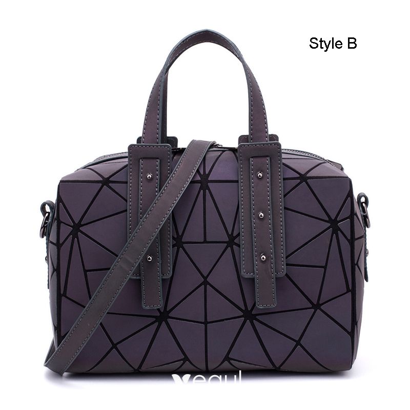 3-piece Multi-Colors Luminous Geometric Square Messenger Bag Shoulder Bags  Purse 2021 PU Holographic Reflective Women's Bags