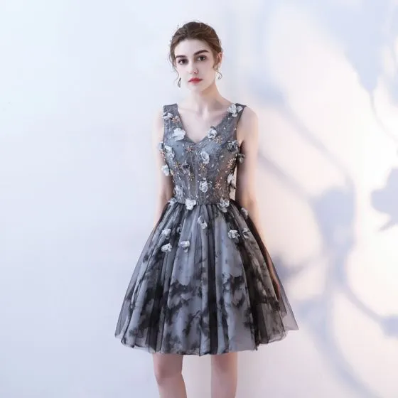 blue grey cocktail dress