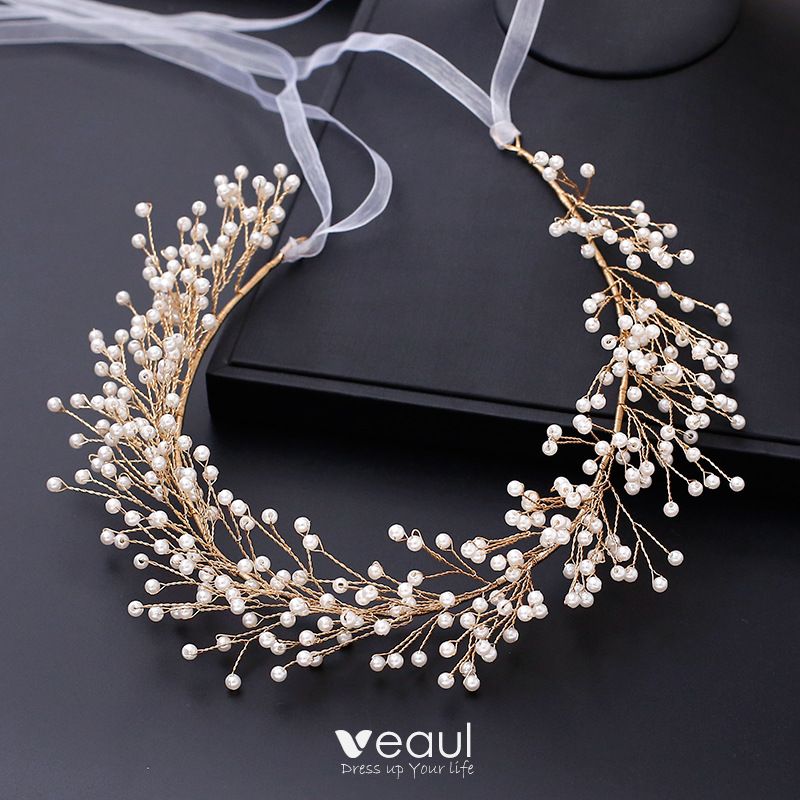 Fabulous Gold Headbands Bridal Hair Accessories 2020 Alloy Lace 