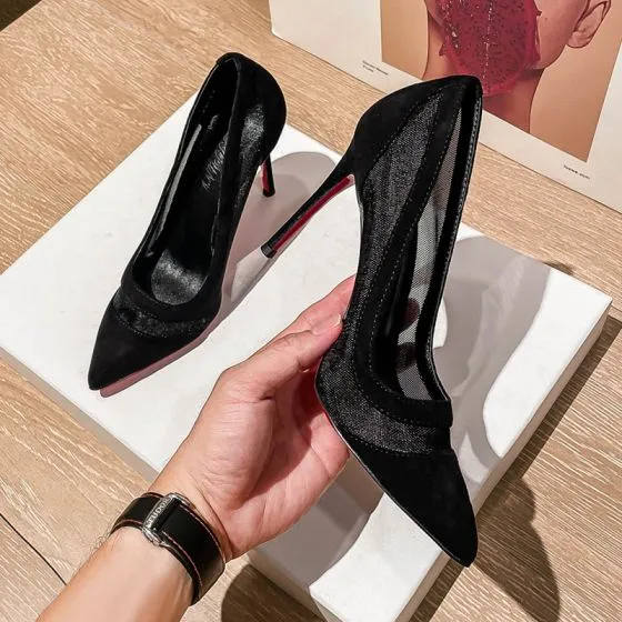 Fashion Black Street Wear See-through Pumps 2021 10 cm Stiletto Heels ...