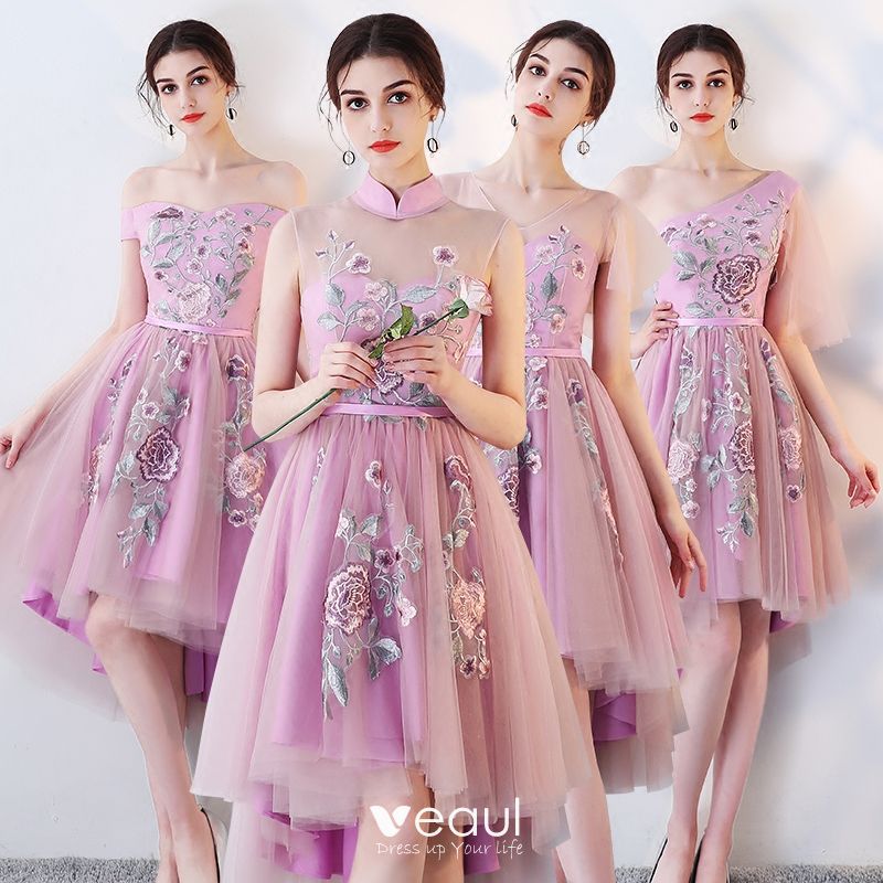 peach and lavender bridesmaid dresses