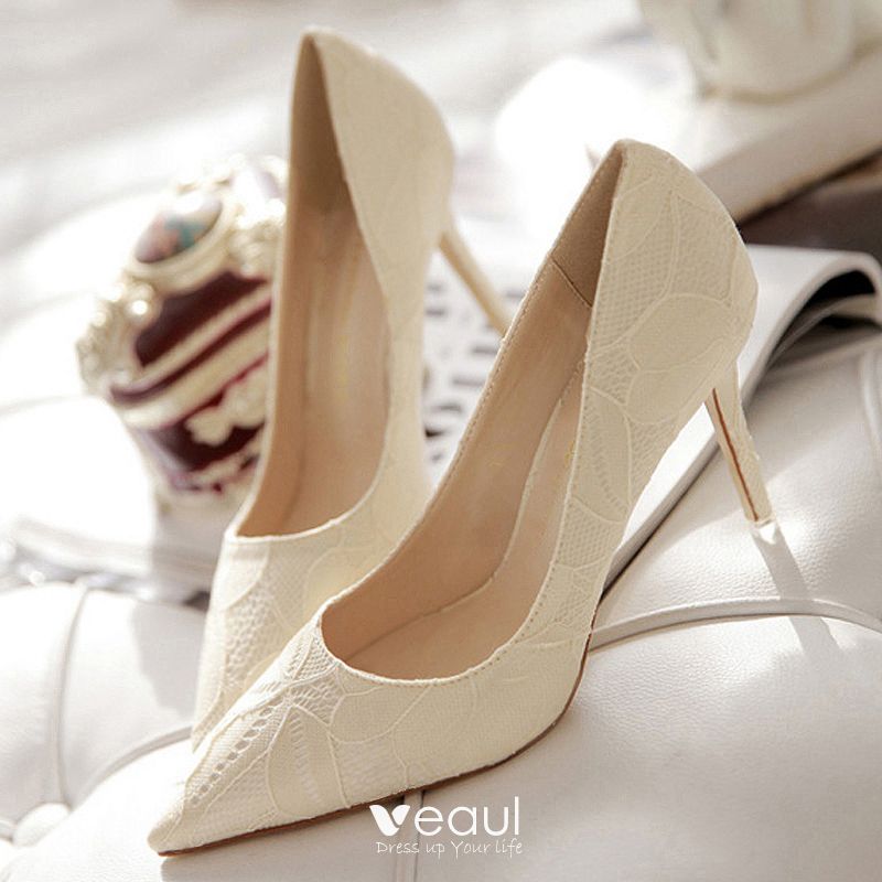 Modest / Simple Beige Wedding Shoes 