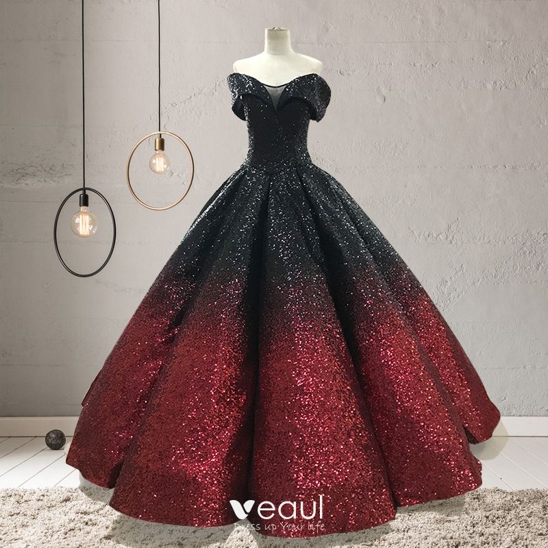 red and black sequin dress