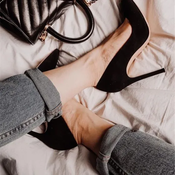 Chic / Beautiful Black Office Pumps 2020 Leather 10 cm Stiletto Heels ...