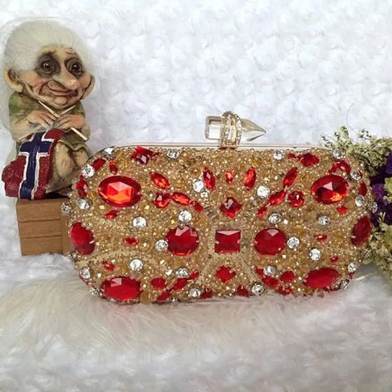 red rhinestone clutch