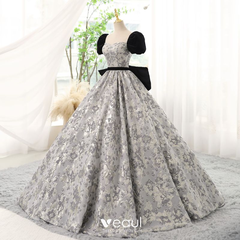 Chic / Beautiful Black Printing Prom Dresses 2023 Ball Gown Square ...