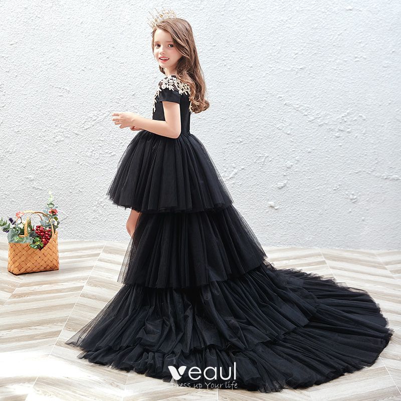 Chic / Beautiful Black See-through Birthday Flower Girl Dresses 2020 ...