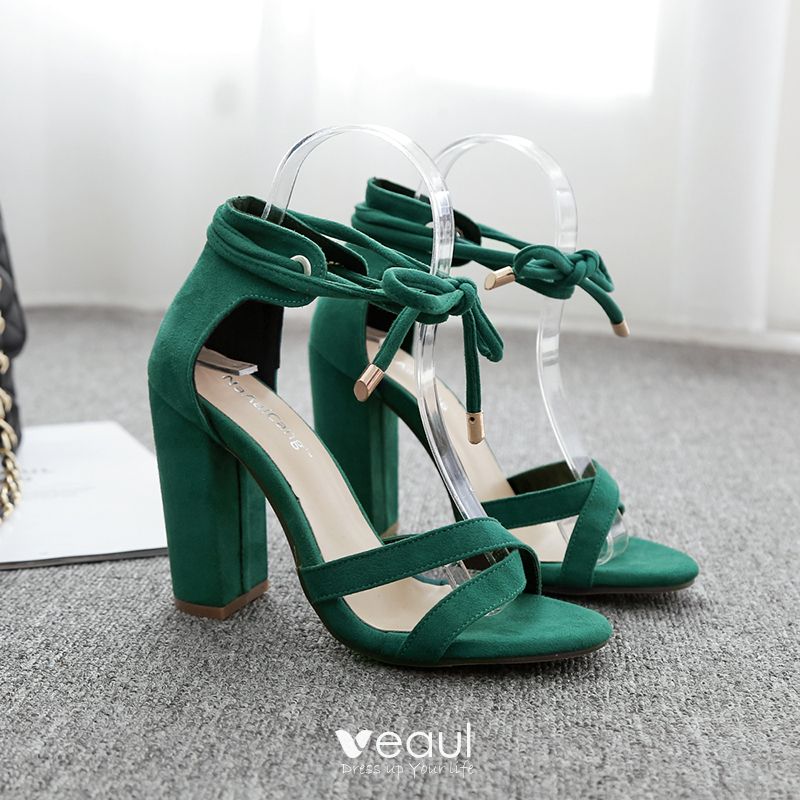 green thick heels