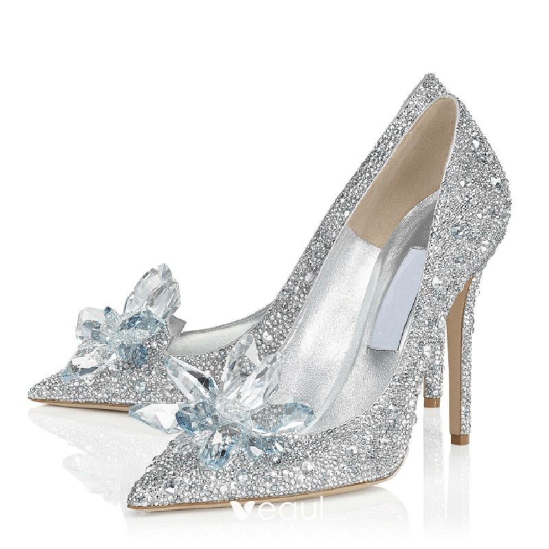Gorgeous Sparkly Cinderella Bridal Shoes Stilettos Pumps With Crystal ...