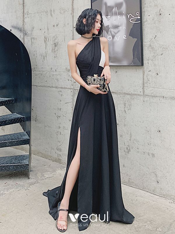 Fashion Dresses One Shoulder Dresses Esprit One Shoulder Dress black elegant 