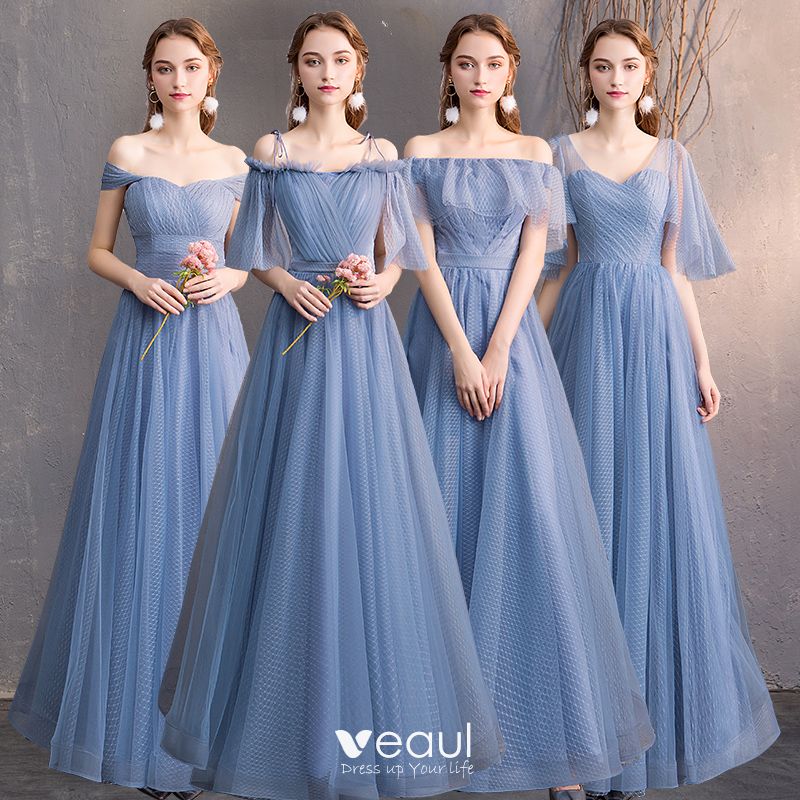Affordable Sky Blue Bridesmaid Dresses 2019 ALine