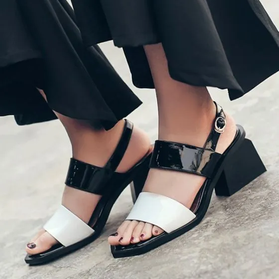 black peep toe shoes mid heel