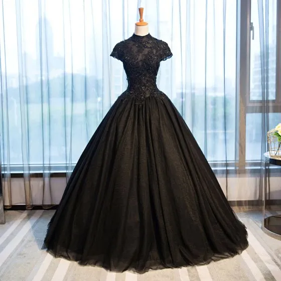 Sexy Slit Black Prom Dresses Lace Long Sleeve Elegant Formal Evening G –  TANYA BRIDAL