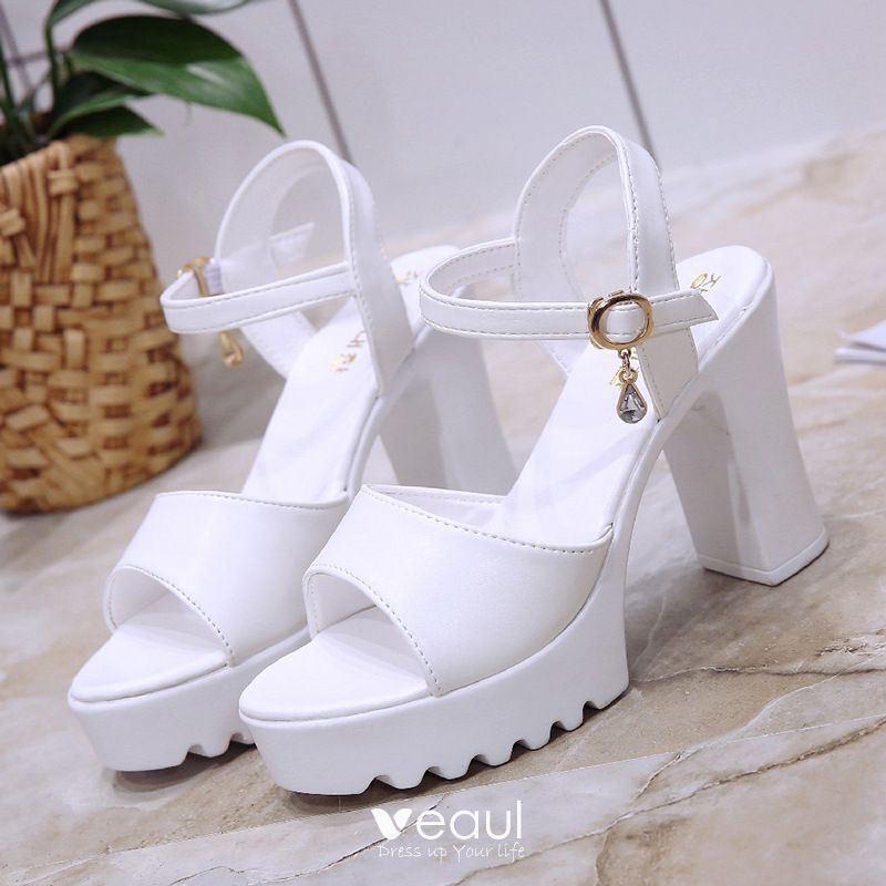 Fashion White Street Wear Womens Sandals 2022 Ankle Strap Waterproof 10 ...