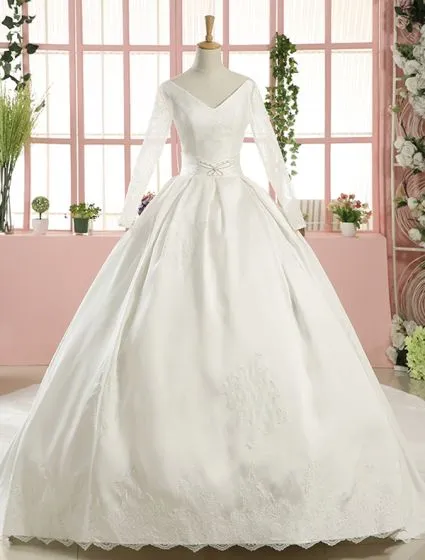 White Satin Dress Ball Gowns