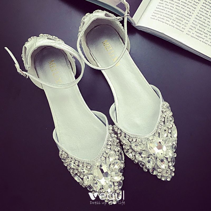 Sparkly Silver Wedding Shoes 2018 Wedding Beading Sequins Crystal ...