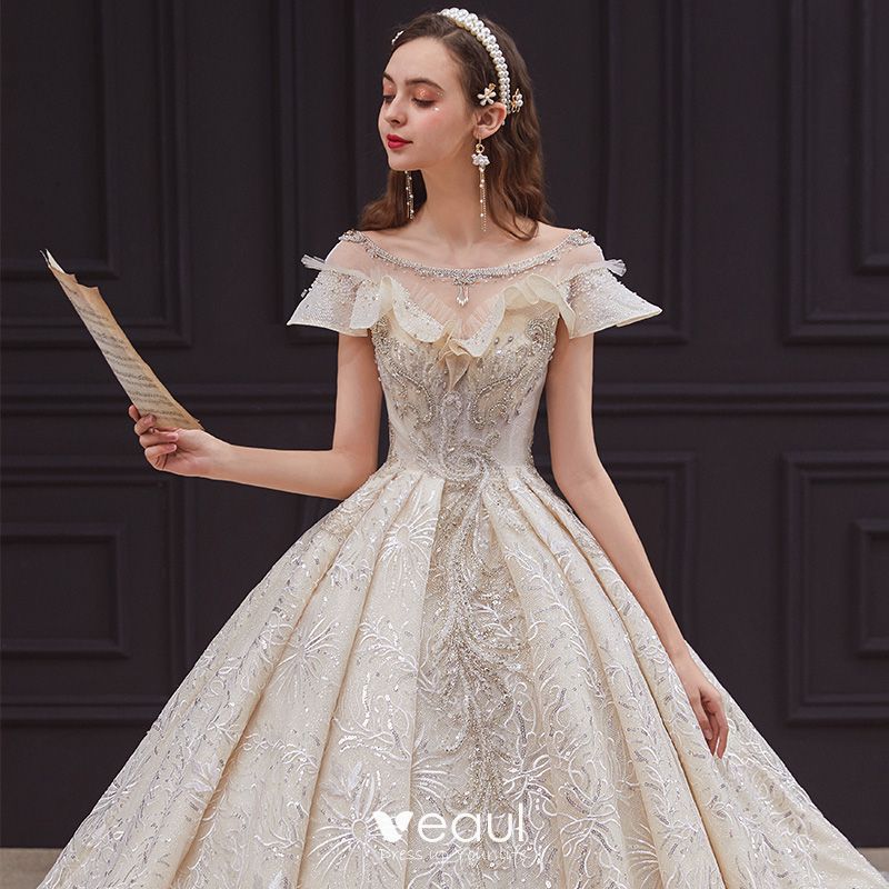 Vintage / Retro Champagne Bridal Wedding Dresses 2020 Ball Gown See ...