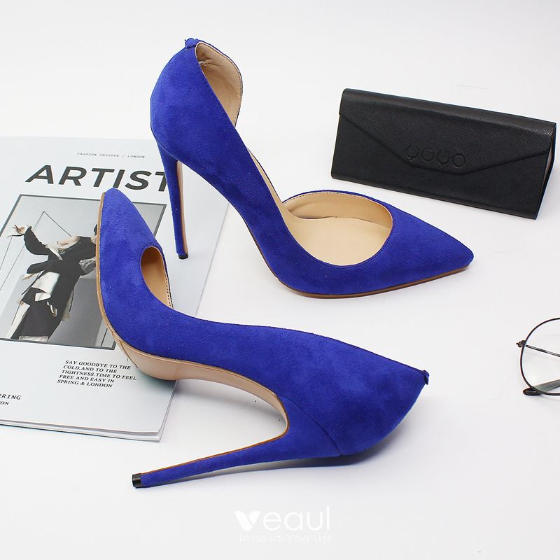 Modest / Simple Royal Blue Street Wear Pumps 2020 12 cm Stiletto Heels ...