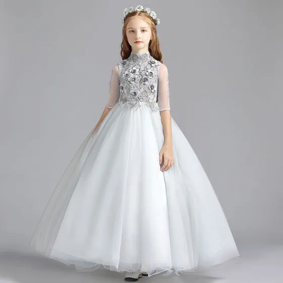 high neck flower girl dress