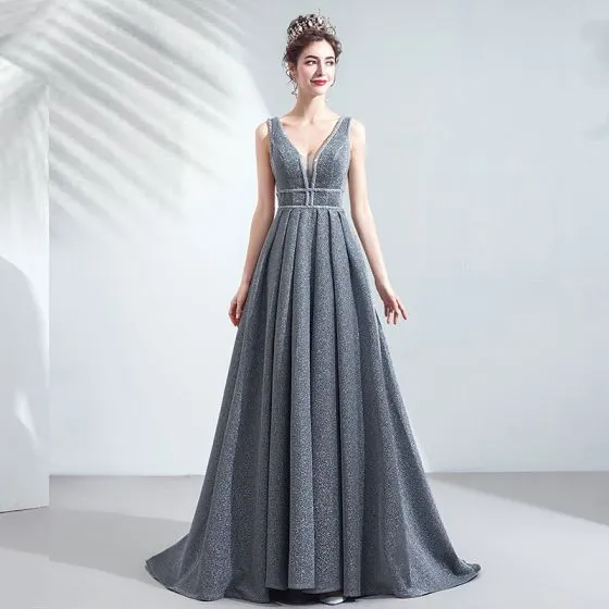 silver gray gown