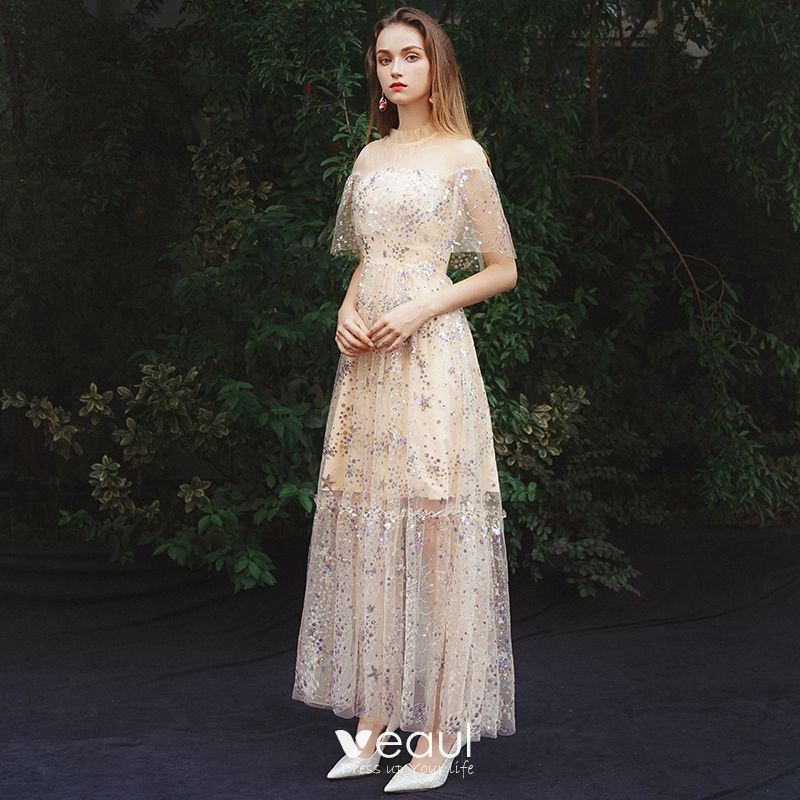 Affordable Champagne Summer See-through Evening Dresses 2019 A-Line ...