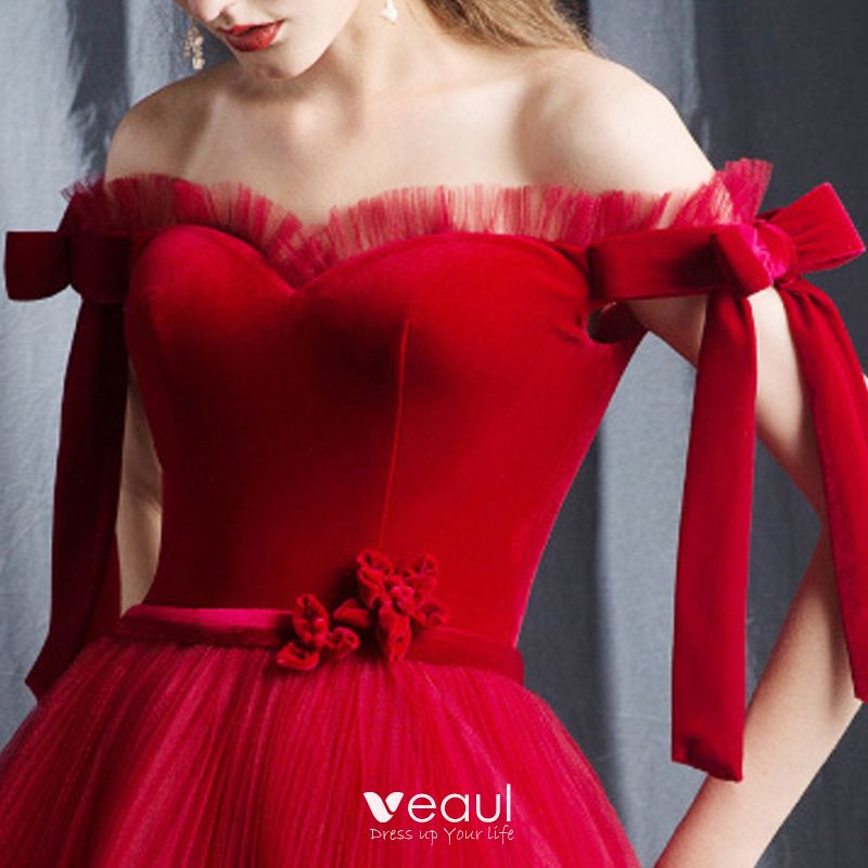 Modern / Fashion Red Prom Dresses 2019 A-Line / Princess Off-The ...