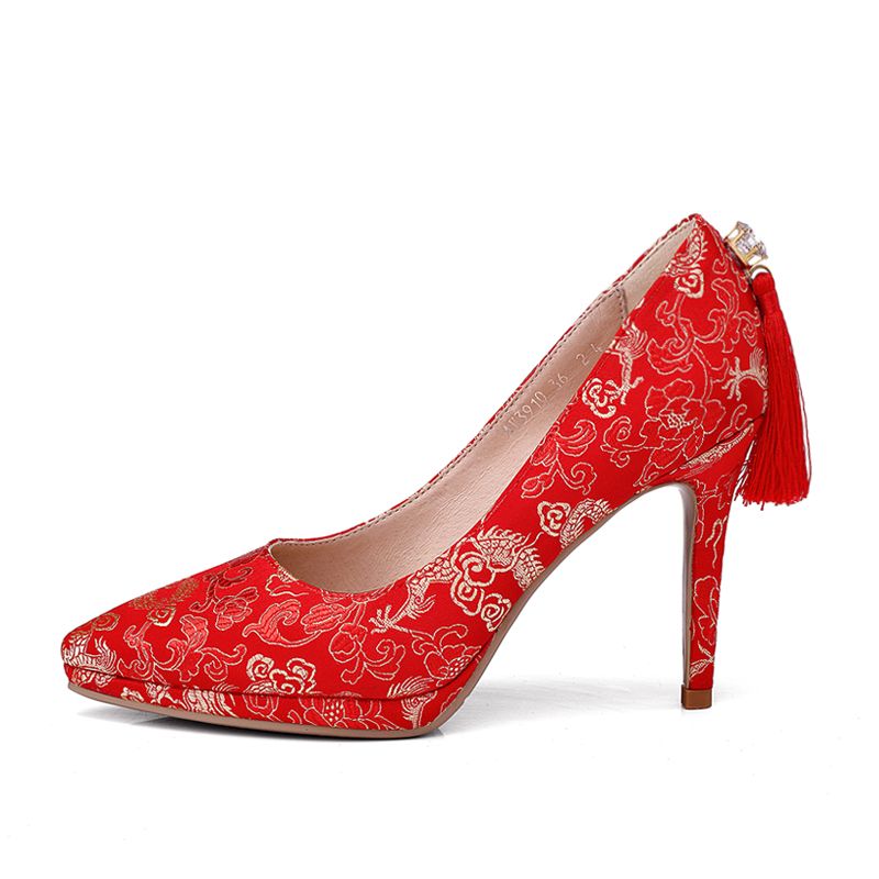 red tassel heels