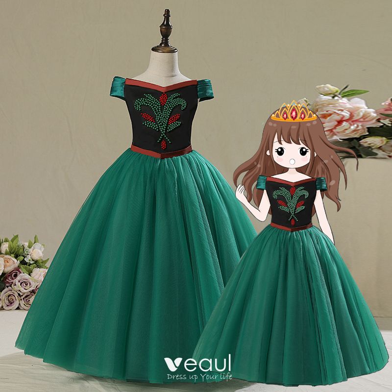 dark green flower girl dresses