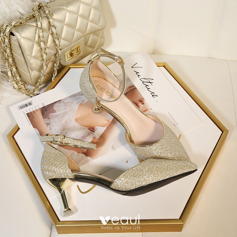 gold bridal heels