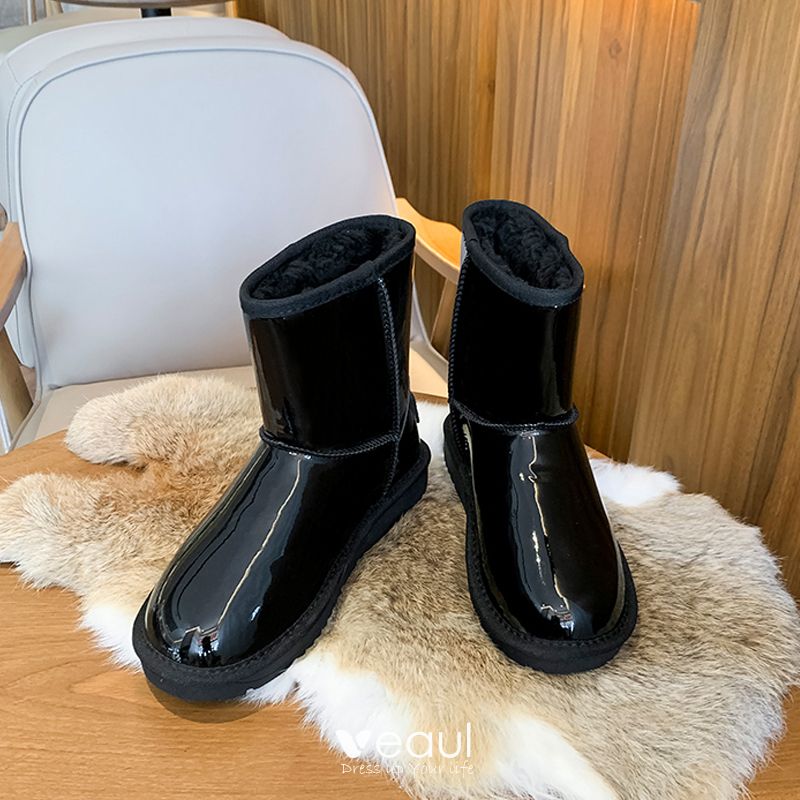 Simple Black Snow Boots 2020 Woolen 