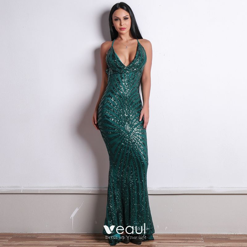 Affordable Gold Holiday Evening Dresses 2020 Trumpet / Mermaid Deep V ...