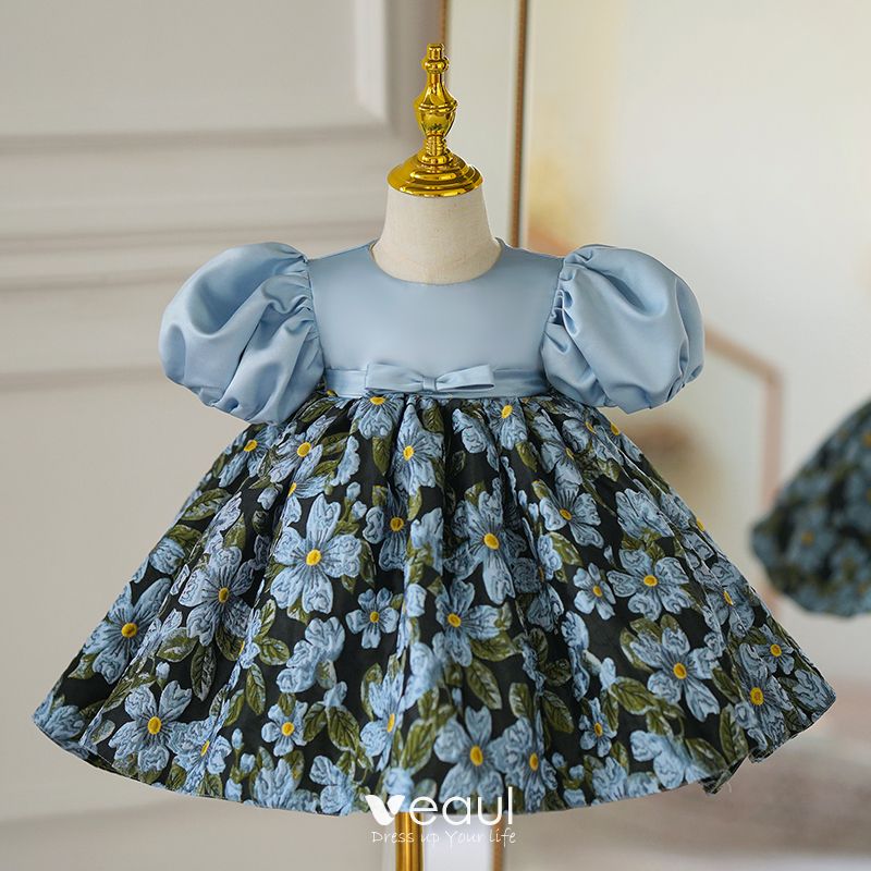 Fall 2023 New Baby Dress For Girl Floral Print Birthday Dresses