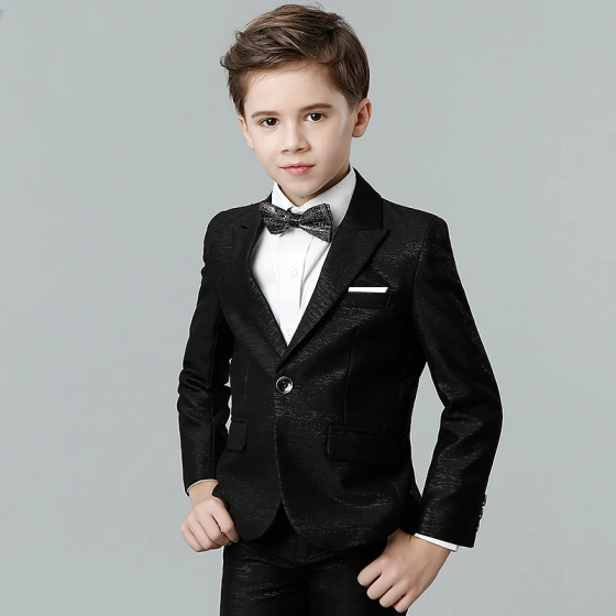 Modest / Simple Black Glitter Boys Wedding Suits 2018