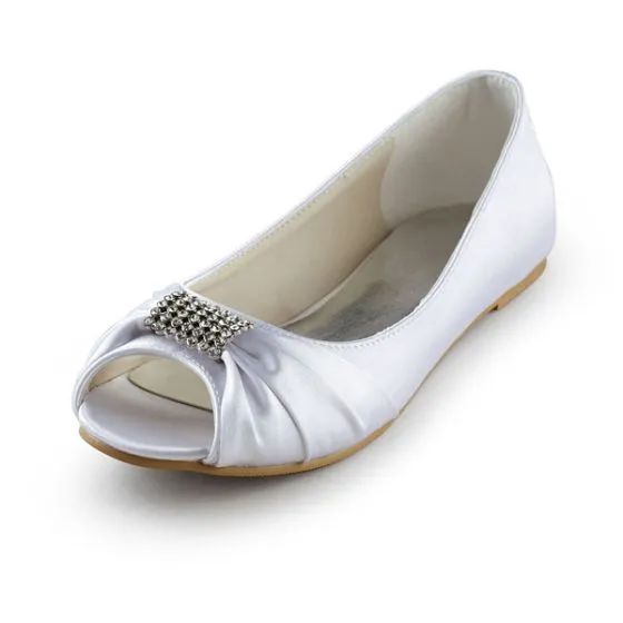 flat satin wedding shoes
