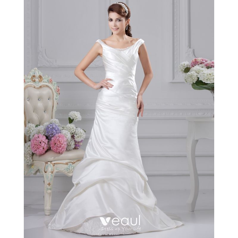 satin sheath wedding dress