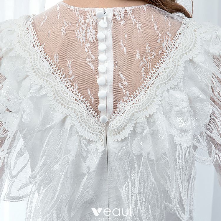 Chic / Beautiful Ivory Beach Wedding Dresses 2020 A-Line / Princess ...