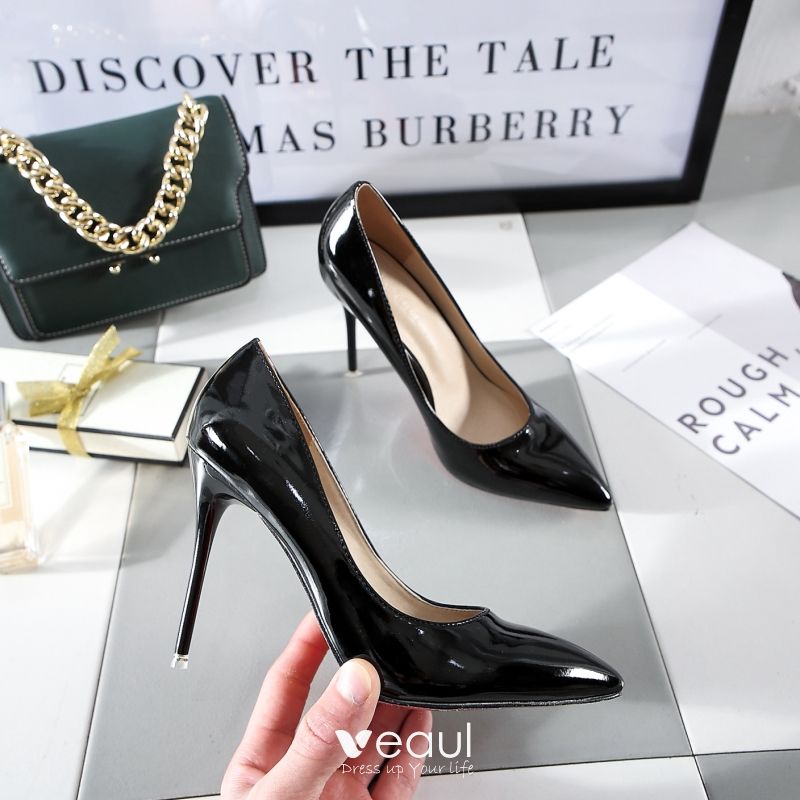 Chic / Beautiful Black Office OL Patent Leather Pumps 2021 10 cm ...