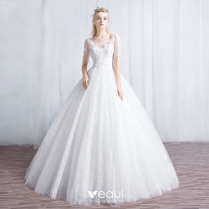 Affordable Ivory See-through Wedding Dresses 2019 A-Line / Princess ...