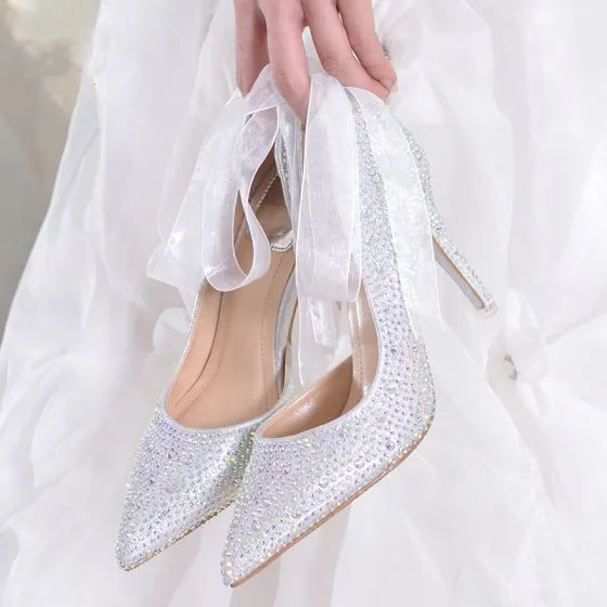 silver rhinestone heels for wedding