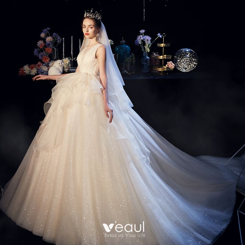 Veaul Sparkly Gold Glitter Wedding Veils 2019