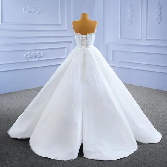 High-end White Cascading Ruffles Wedding Dresses 2021 Ball Gown Ruffle ...
