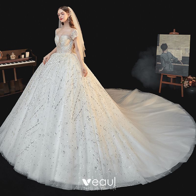 Stunning wedding dress collection white lace & nude tulle ball